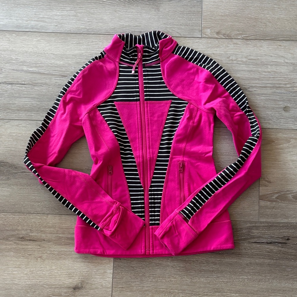 Ivivva Girls Pink and Black Striped Active Jacket